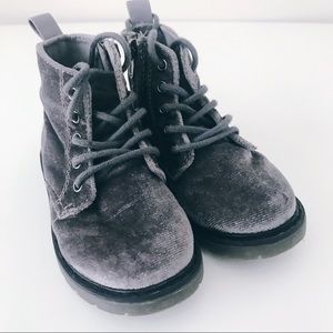 Capsule Collection Grey Velvet Combat Boots